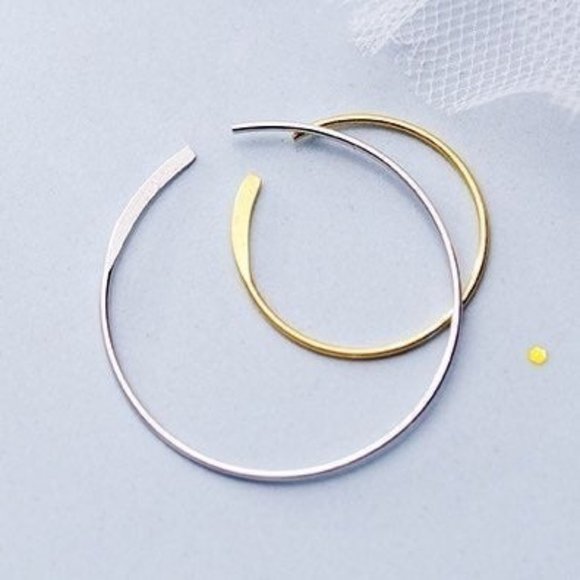 1" silver hoop earrings-SH033 1" Silver - Picture 2 of 6